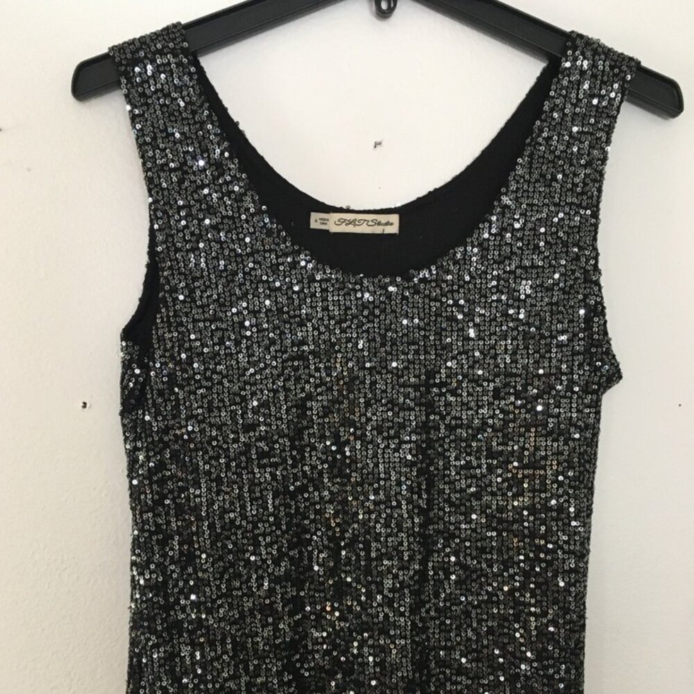 Sequin Tank Top Black NWT Size Small